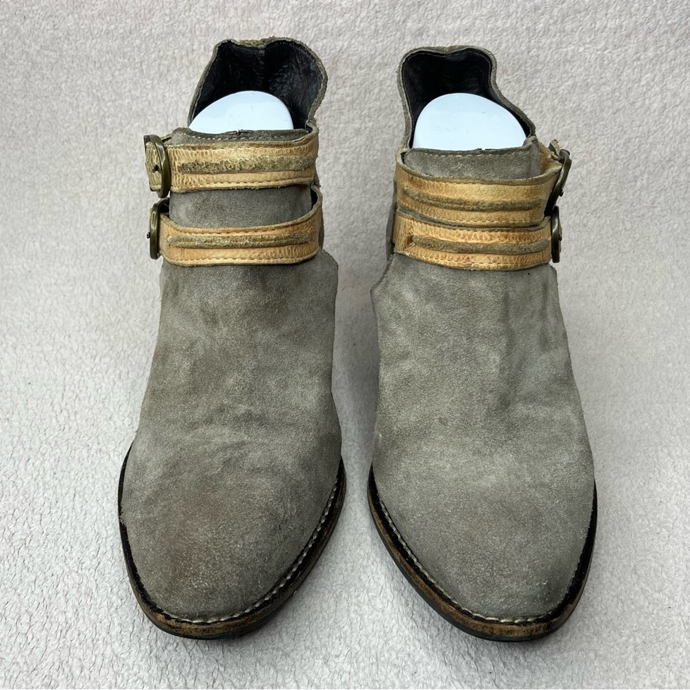 Rebels Suede Double Buckle Ankle Boots Women’s 8 Gray/Tan Boho Bohemian Festival - Picture 6 of 12